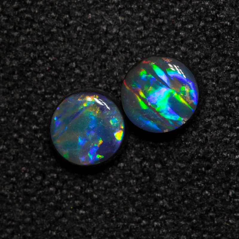 0.44 ct black opal pair 3.8x3.8x2.1mm