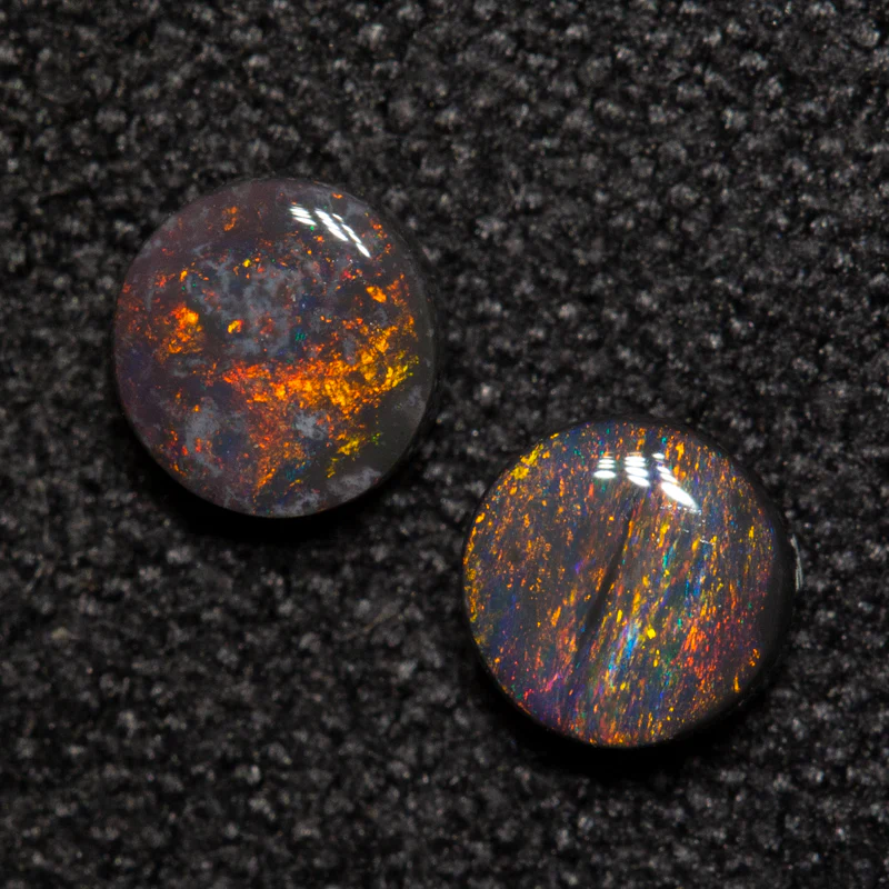 0.45 ct black opal pair 4x4x1.7mm