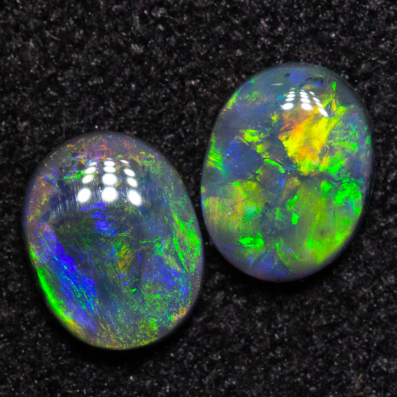 0.47 ct black opal pair 4.9x3.9x1.7mm