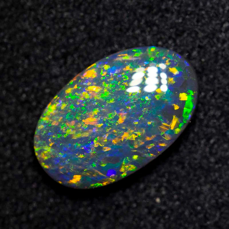 0.95 ct gem black opal 9.6x6x2.4mm