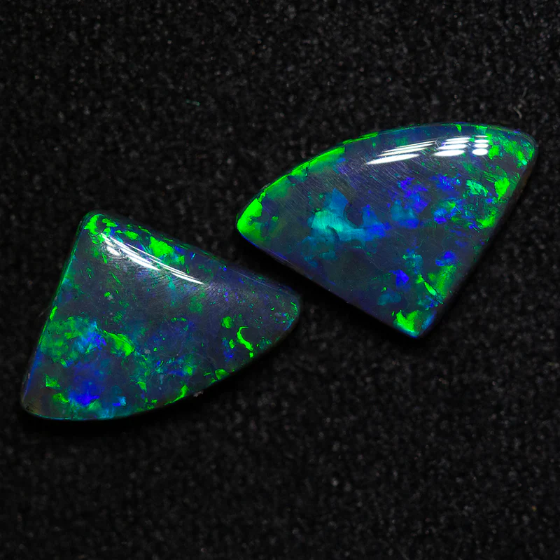 1.18 ct black opal pair 8.3x5.9x2.3mm