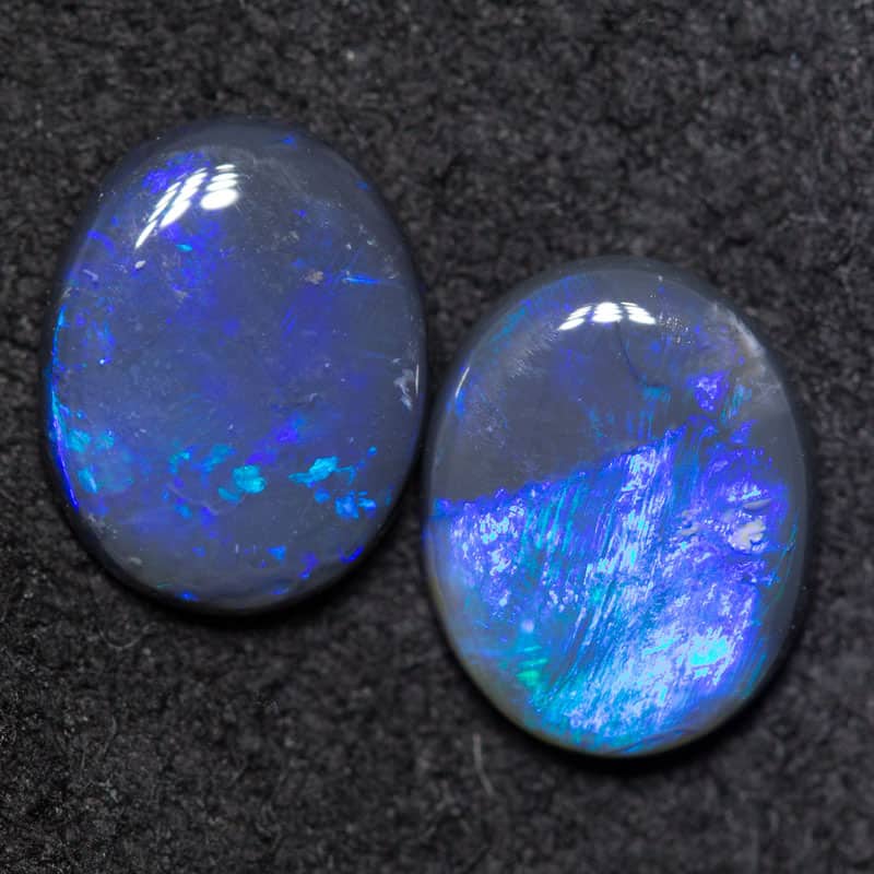 1.30 ct black opal pair 7.6x6x2mm