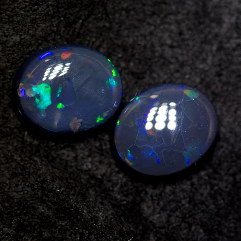 1.32 ct black opal pair 8.3x7x3.2mm