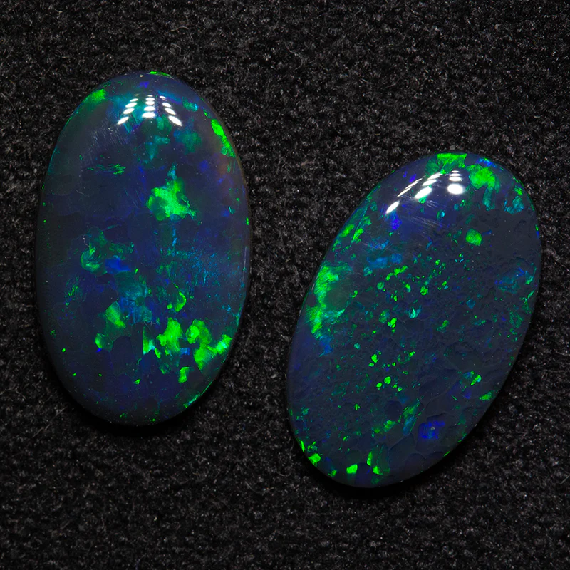 1.92 ct black opal pair 10.7x6.6x2mm