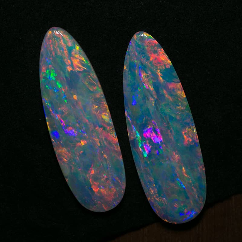 10.69 ct crystal opal pair 28x10x3mm