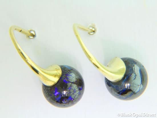 14 kt boulder opal bead earrings