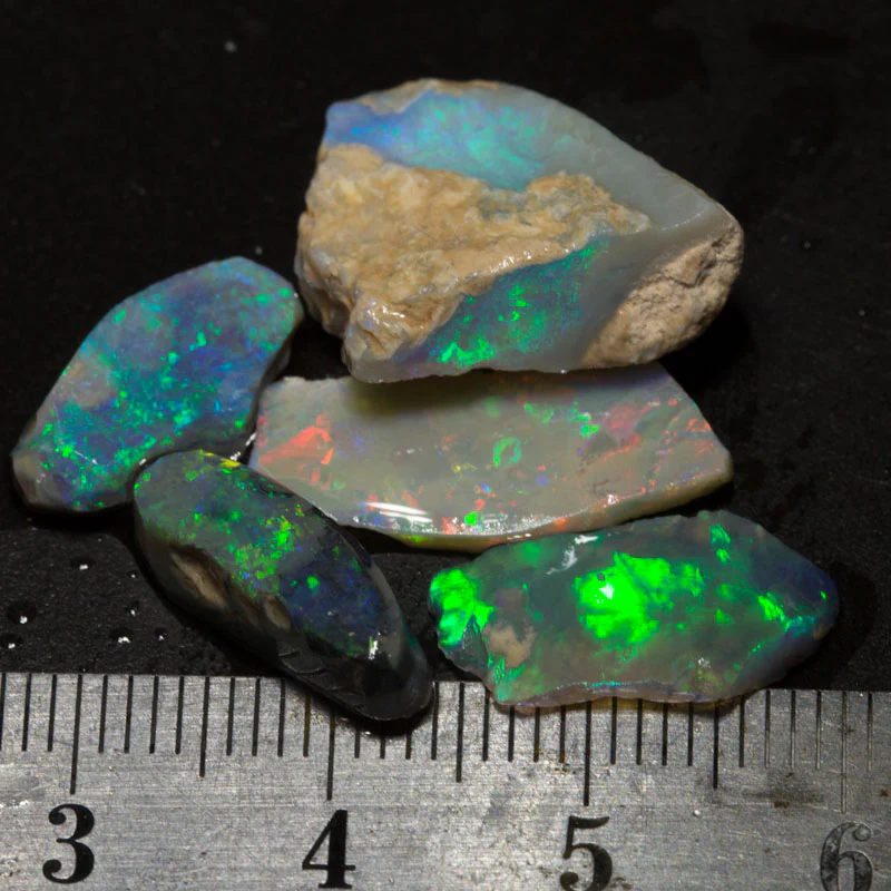 18ct rough and rubbed opals 5pc