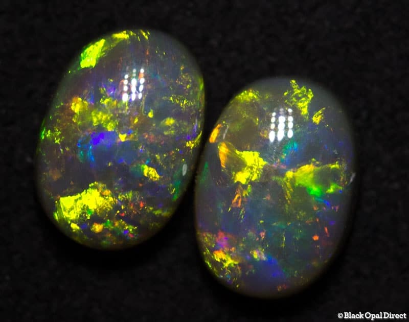 2.38 ct semi black opal pair 8x5.5x3.5mm