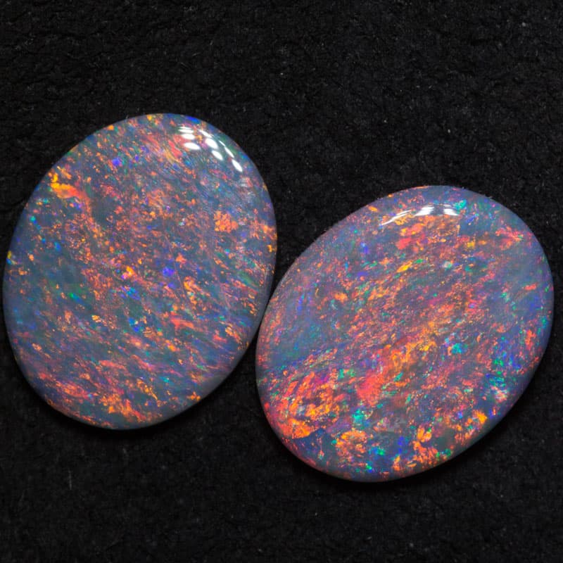 2.50 ct black opal pair 10.7x8.6x2mm