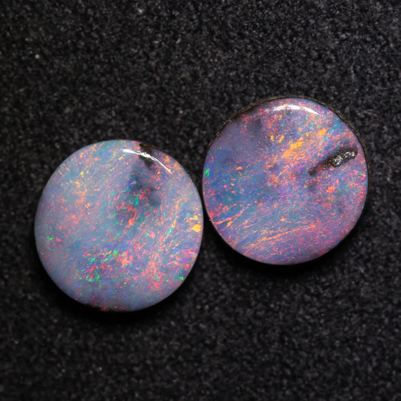 2.55 ct boulder opal pair 7.6x7.3x2.5mm