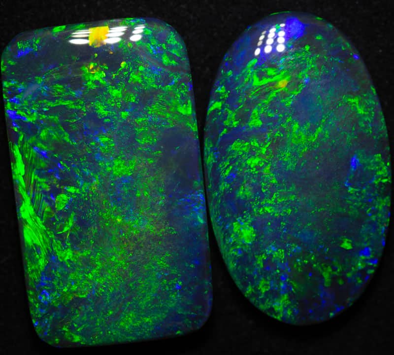 24.00 carats of gem black opal to a pair