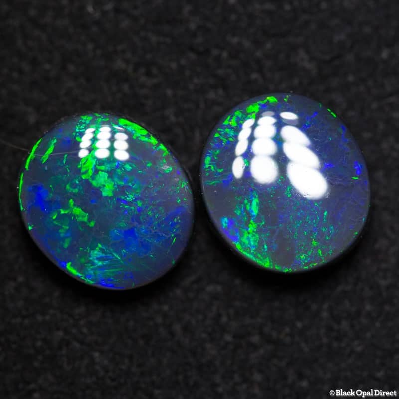 3.89 ct black opal gem pair 9x8x4mm Kevin