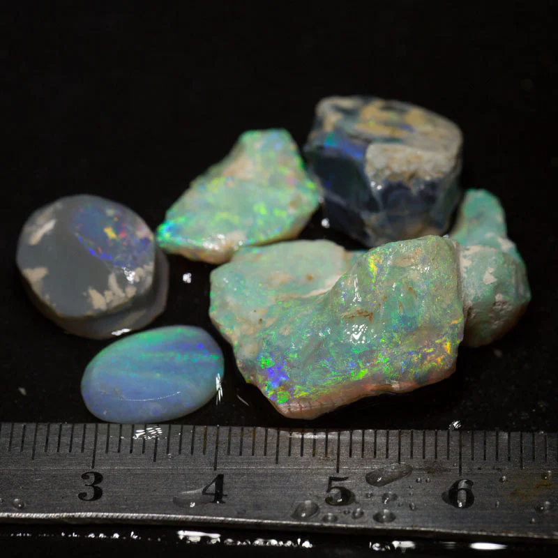 43 ct rough & rubbed opal parcel 5pc