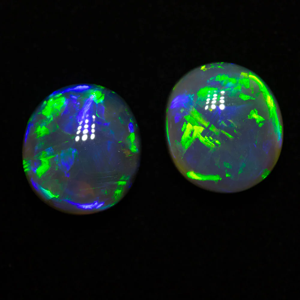 5.14 ct gem black opal pair 9.4x8.5x5.1mm - Image 2