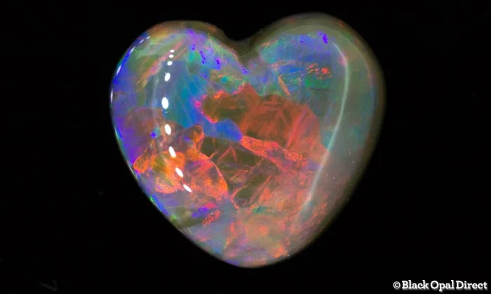 5.72 ct heart shaped semi black opal 13x12x5mm