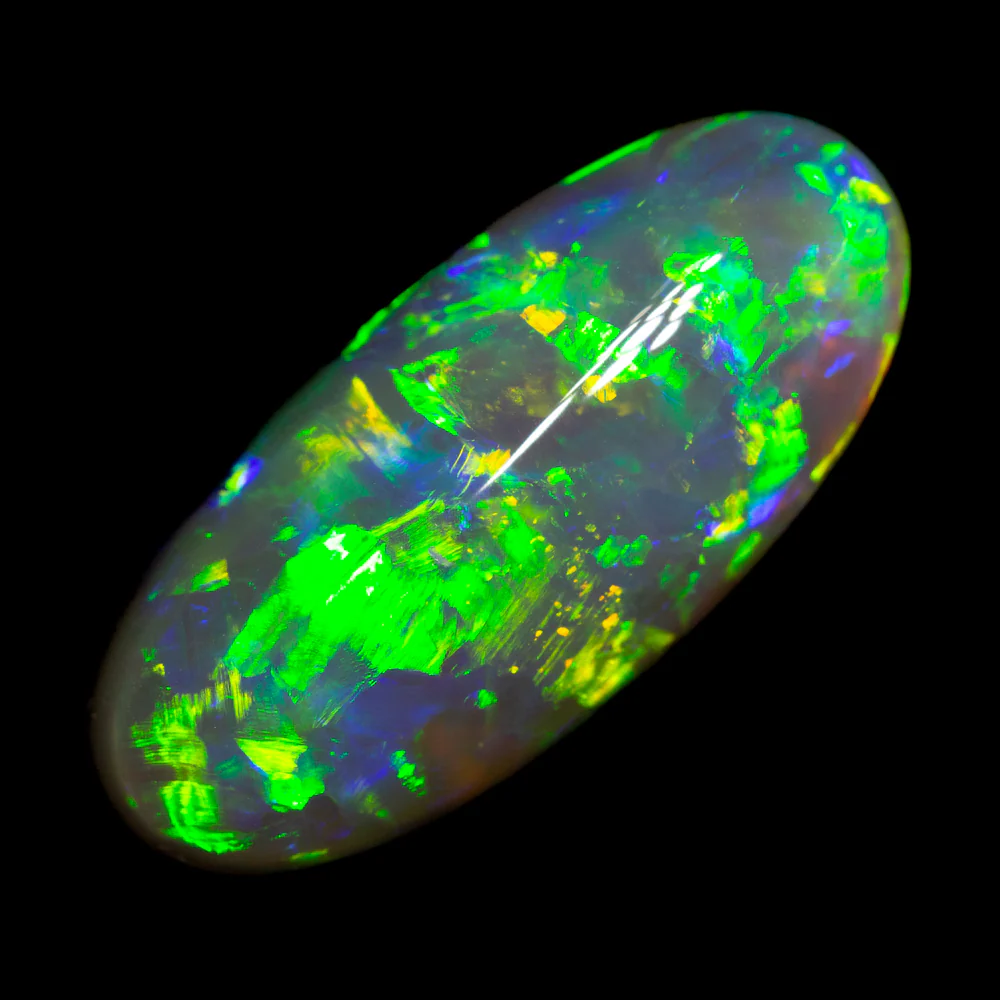 5.96 ct gem black crystal opal 18.3x8.3x6.3mm