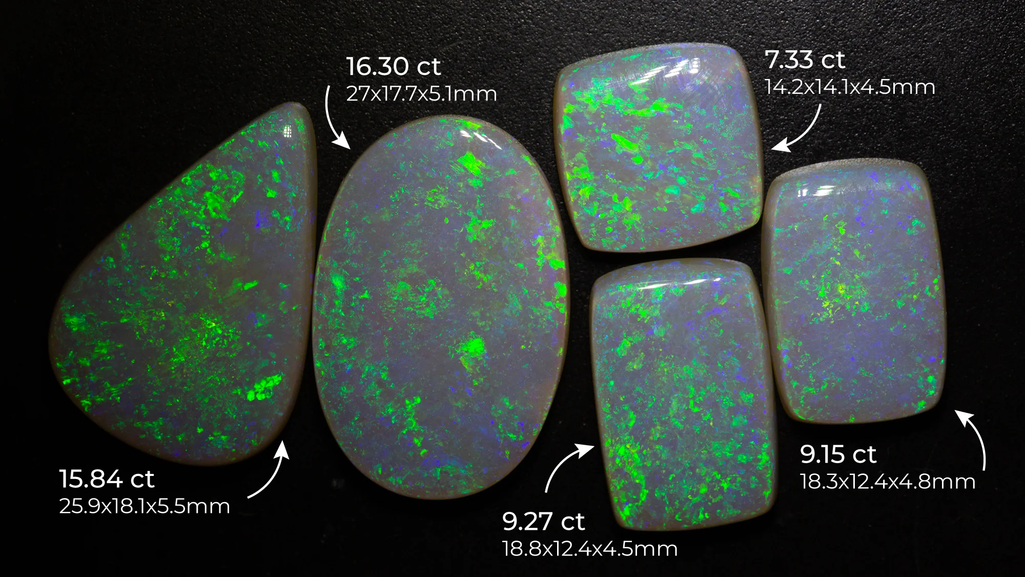 57.85 ct crystal opal set