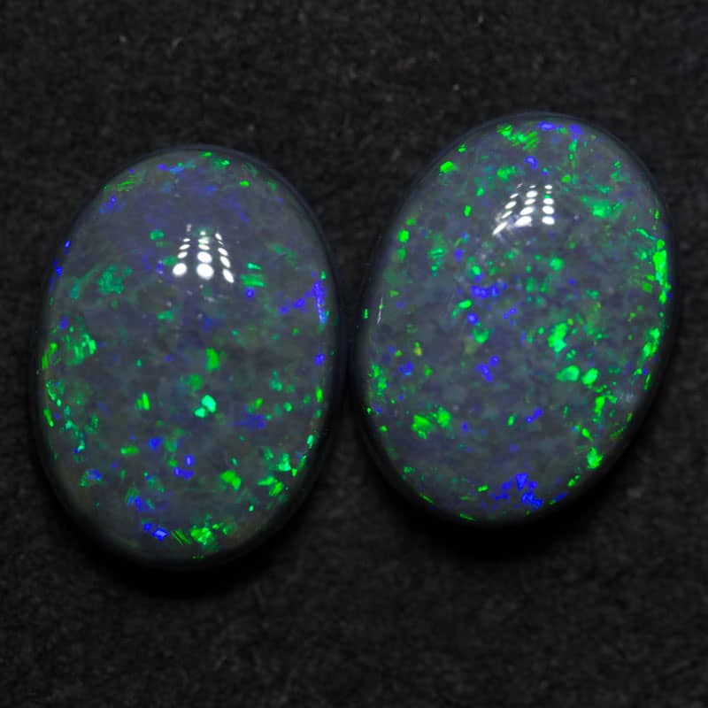6.13 ct black opal pair 10.9x8.1x5mm