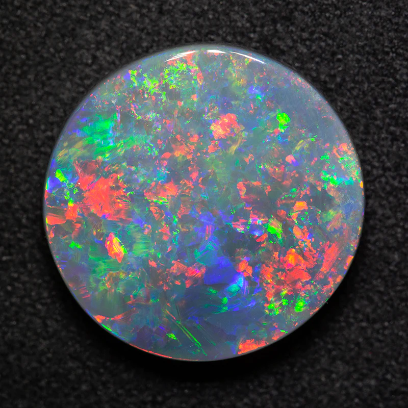 6.30 ct dark opal 14.8mm round x 4.2mm