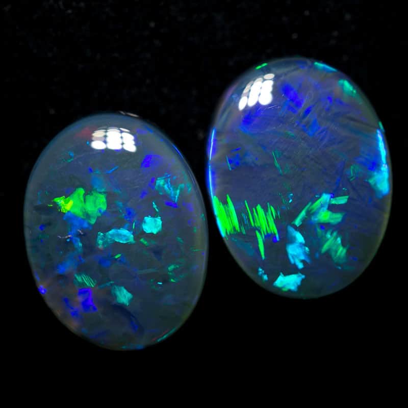 7.48 ct black opal pair 13x10x4mm