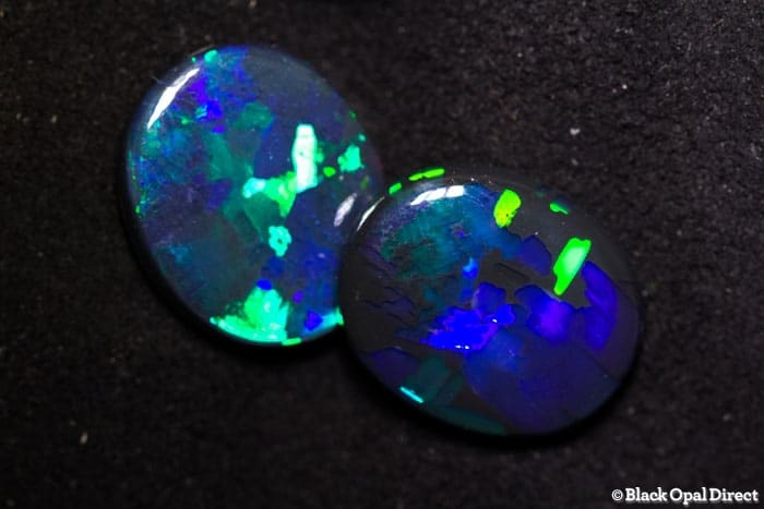 7.50 ct gem black opal pair 14x12mm