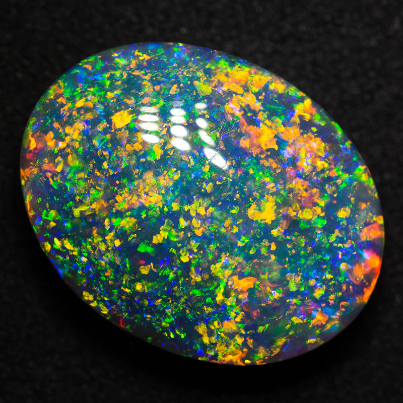 9.85 ct gem black opal 17.6x13.7x6.7mm