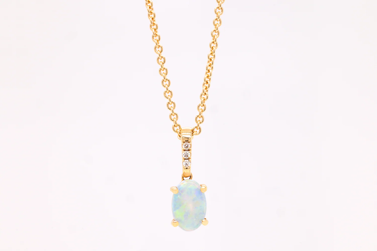 Clemence Necklace 18kt Gold 0.30ct Crystal Opal with Diamonds