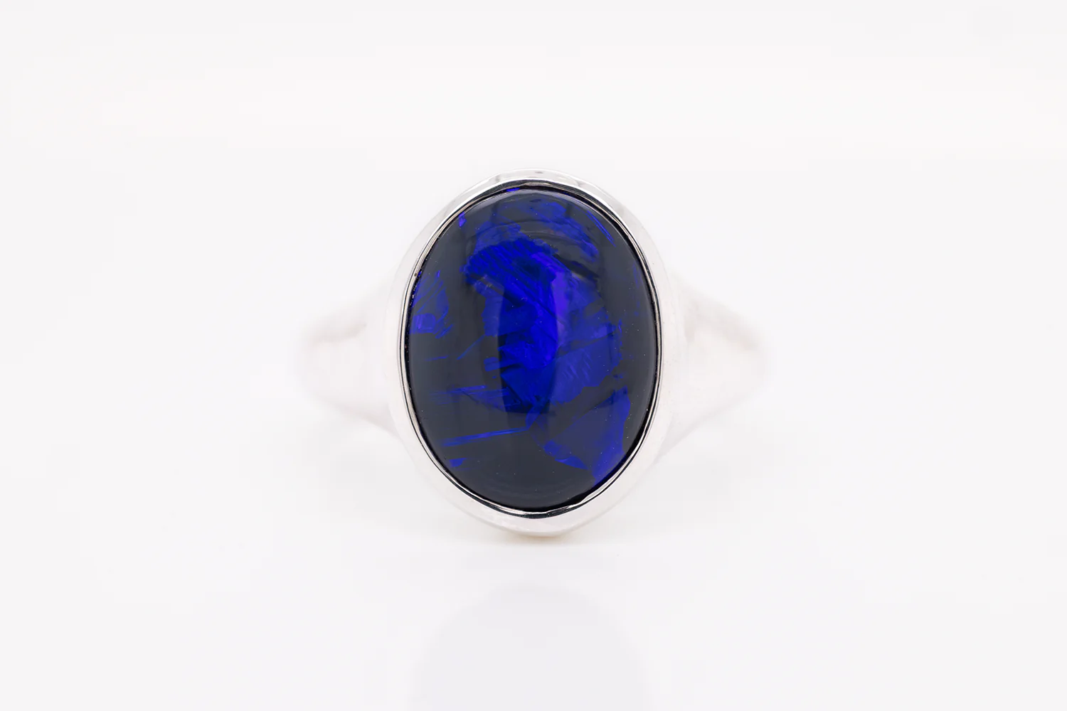 Custom Valentina Ring Sterling Silver with 7.74 ct Black Opal
