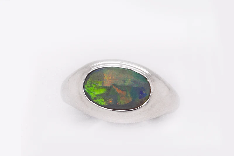 Duke Ring Sterling Silver with 2.56ct dark opal