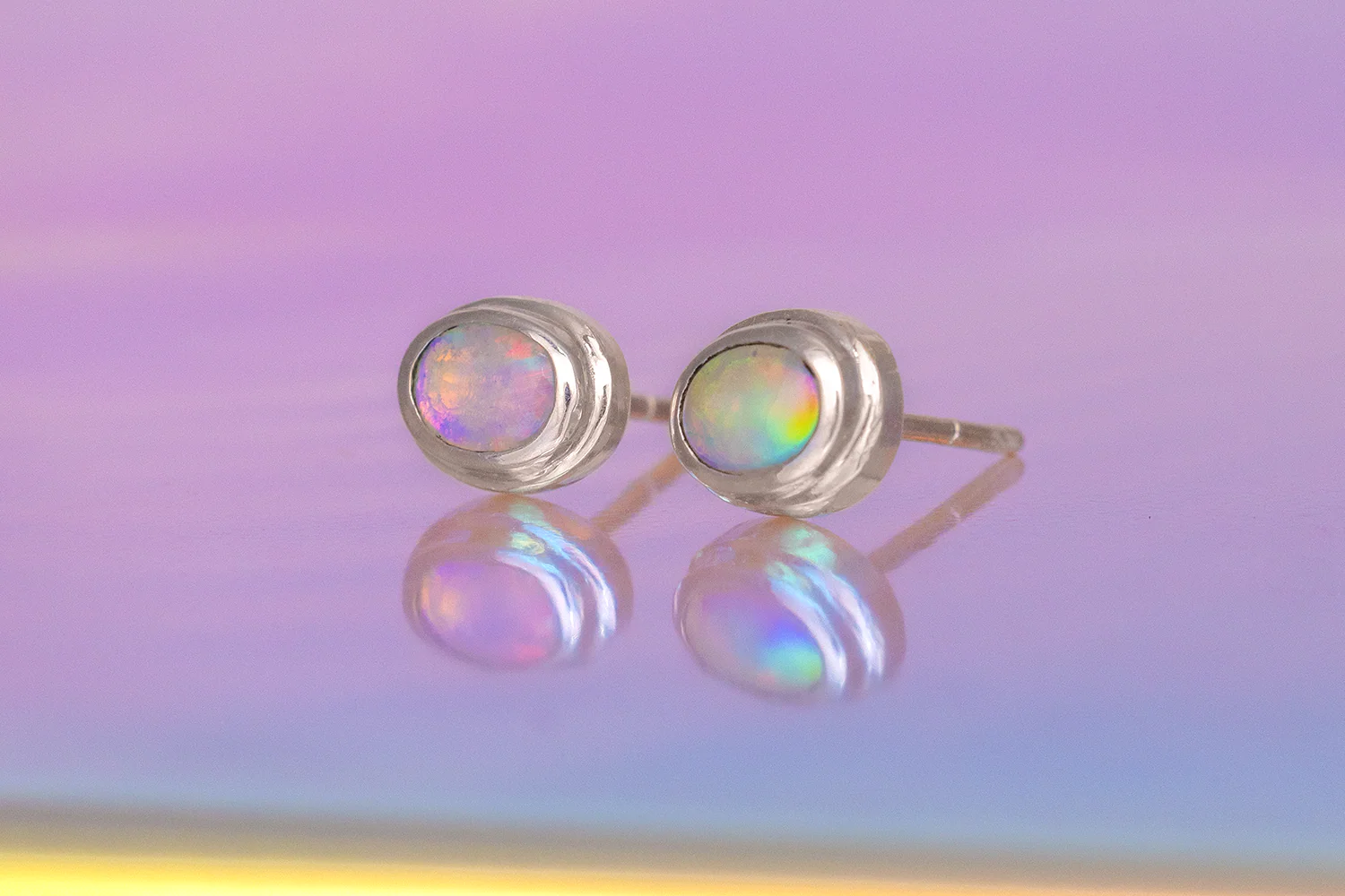 Gabriel Earrings Sterling Silver with 0.42ct Crystal Opals