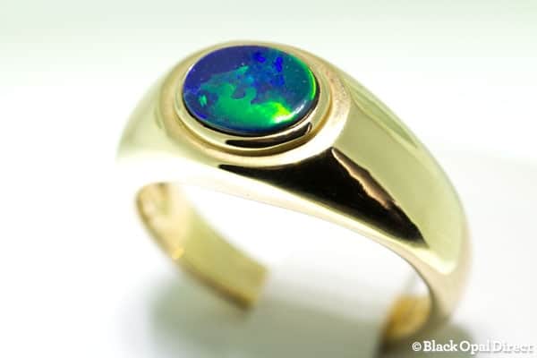 14kt Gold Ningaloo Ring with Black Opal Doublet
