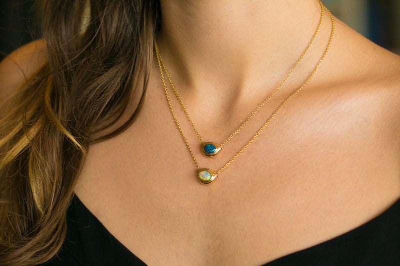 Pod 14kt Gold Slider with Black Opal - Image 4