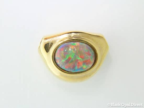 Gold Pod Pendant with Black Opal (Red Green)