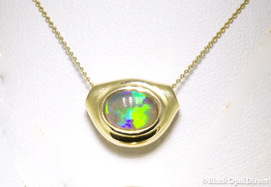 Gold Pod pendant with crystal opal (green)
