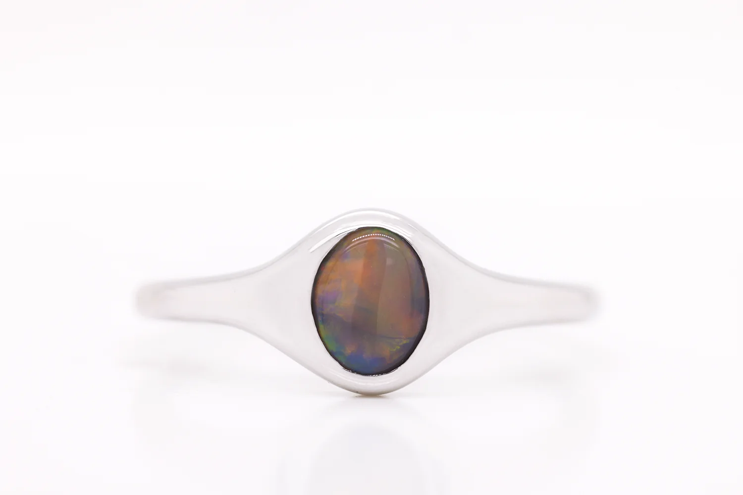 Sterling Silver 0.55 ct Dark Opal Ring