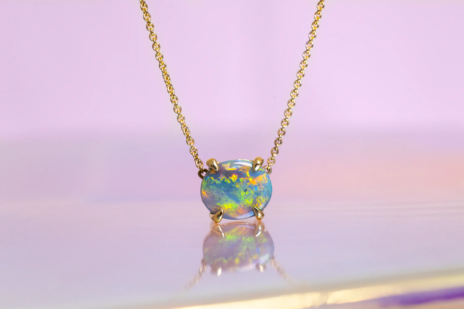 Ruthie Necklace Gold with 1.43ct Black Opal