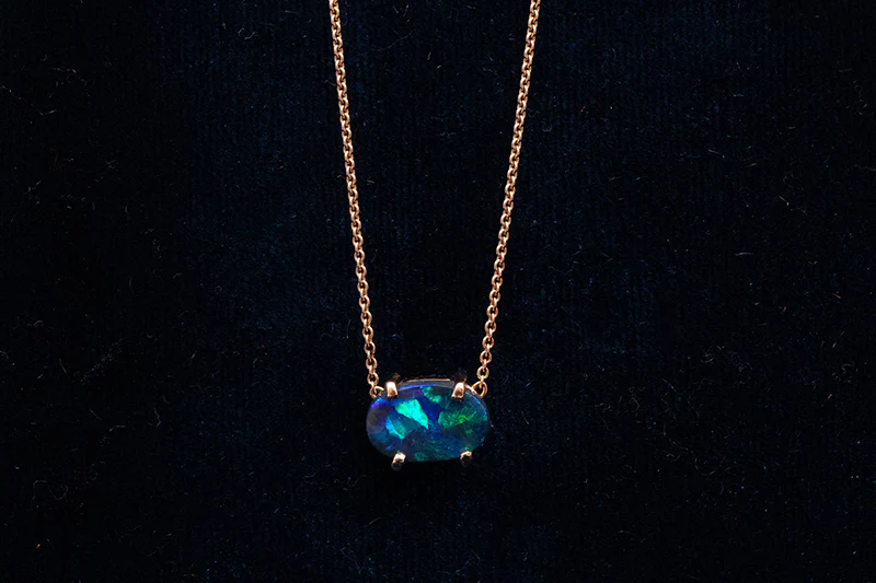 Ruthie Necklace Rose Gold 1.92 ct Black Opal