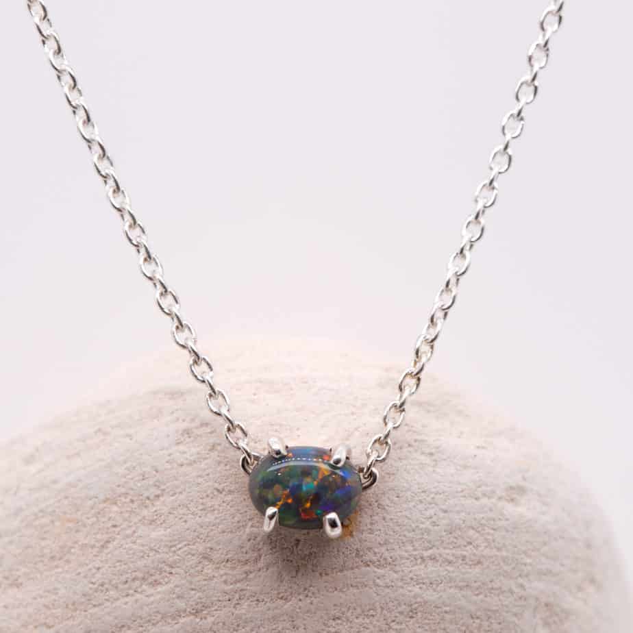 Ruthie Necklace Sterling Silver 0.34 ct Black Opal