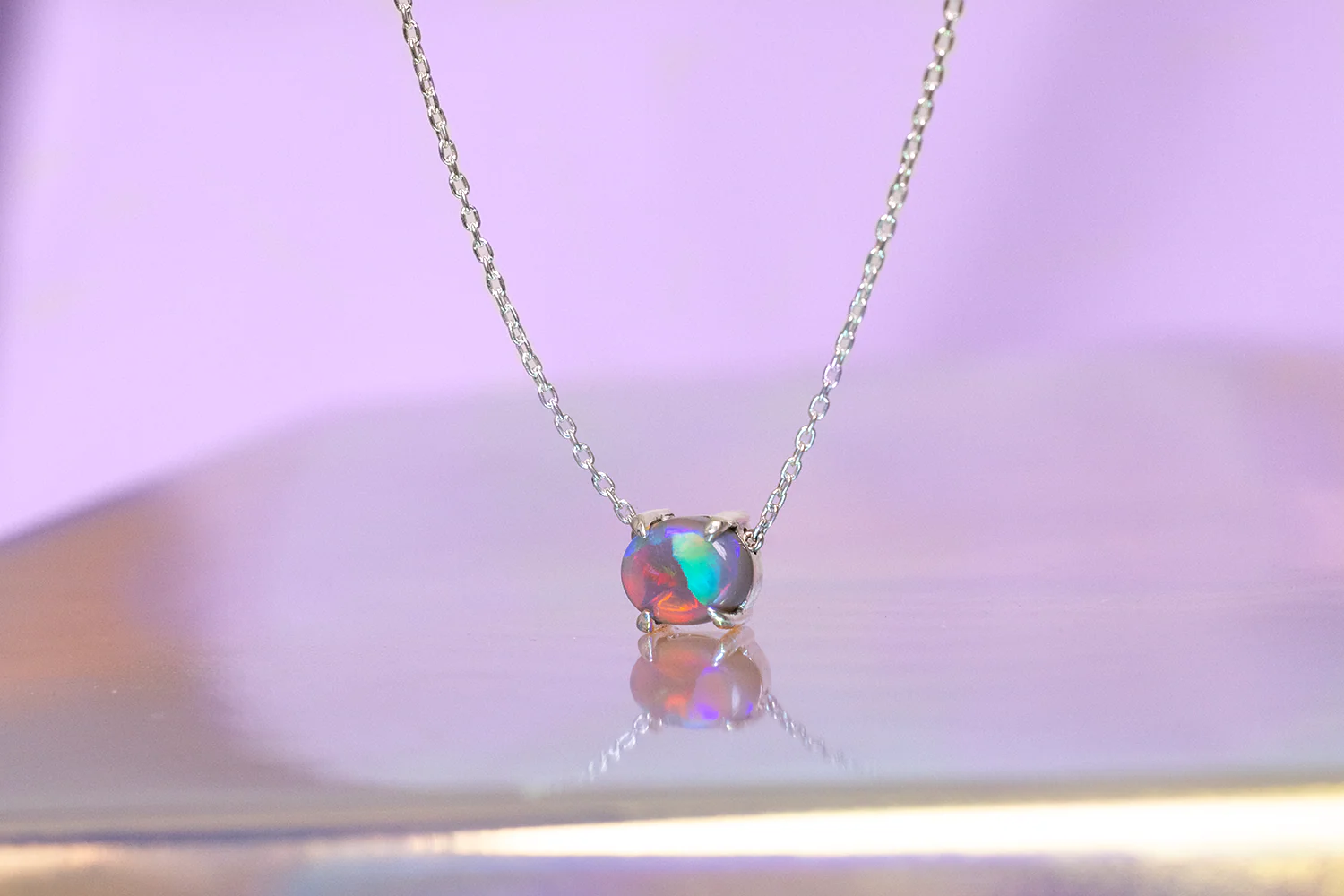 Ruthie Necklace Sterling Silver with 1.35ct Dark Opal