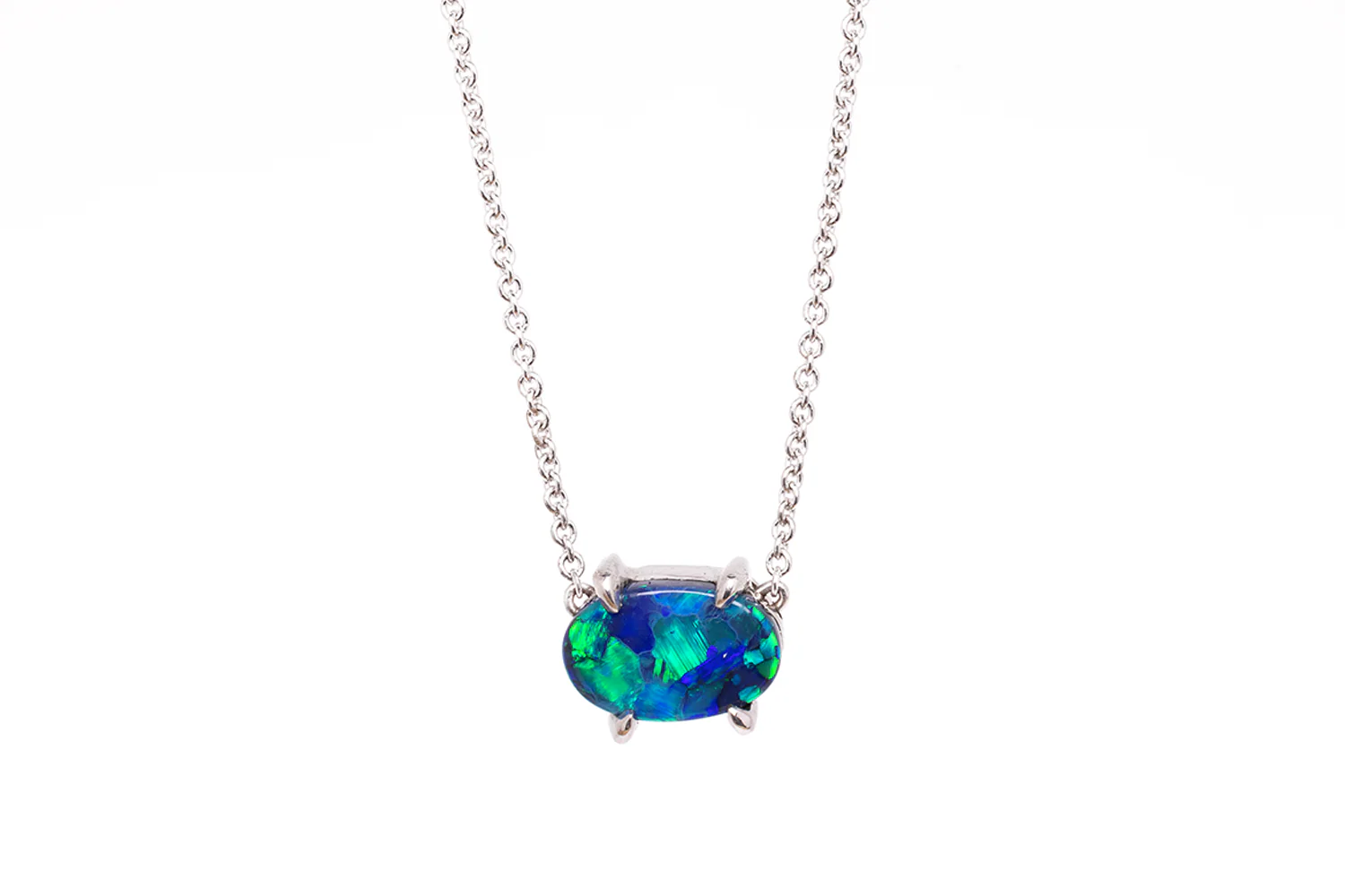 Ruthie Necklace White Gold with 0.82ct Black Opal