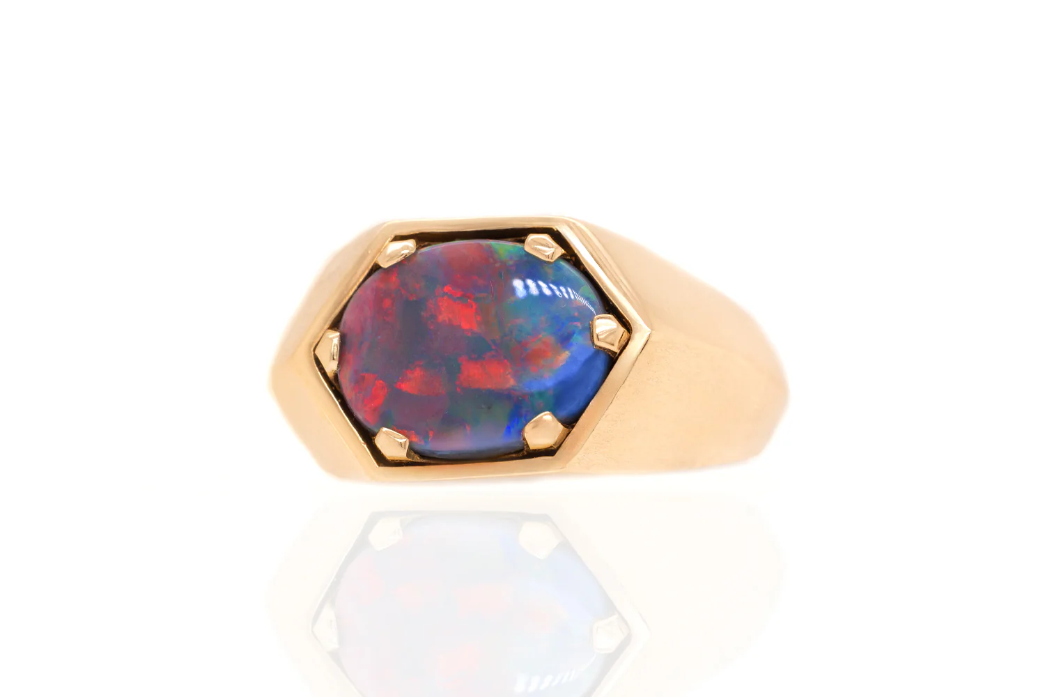 Saxon Ring Yellow Gold with 2.42ct Dark Opal