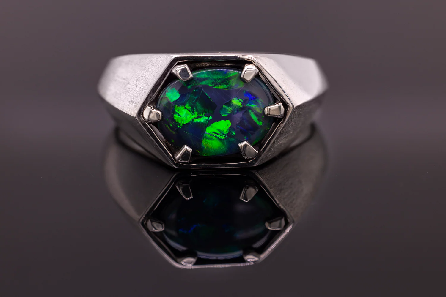 Saxon Ring Sterling Silver with 2.08ct Black Opal