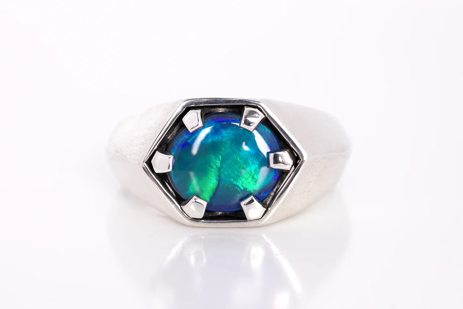 Saxon Ring Sterling Silver with 2.11ct Black Opal