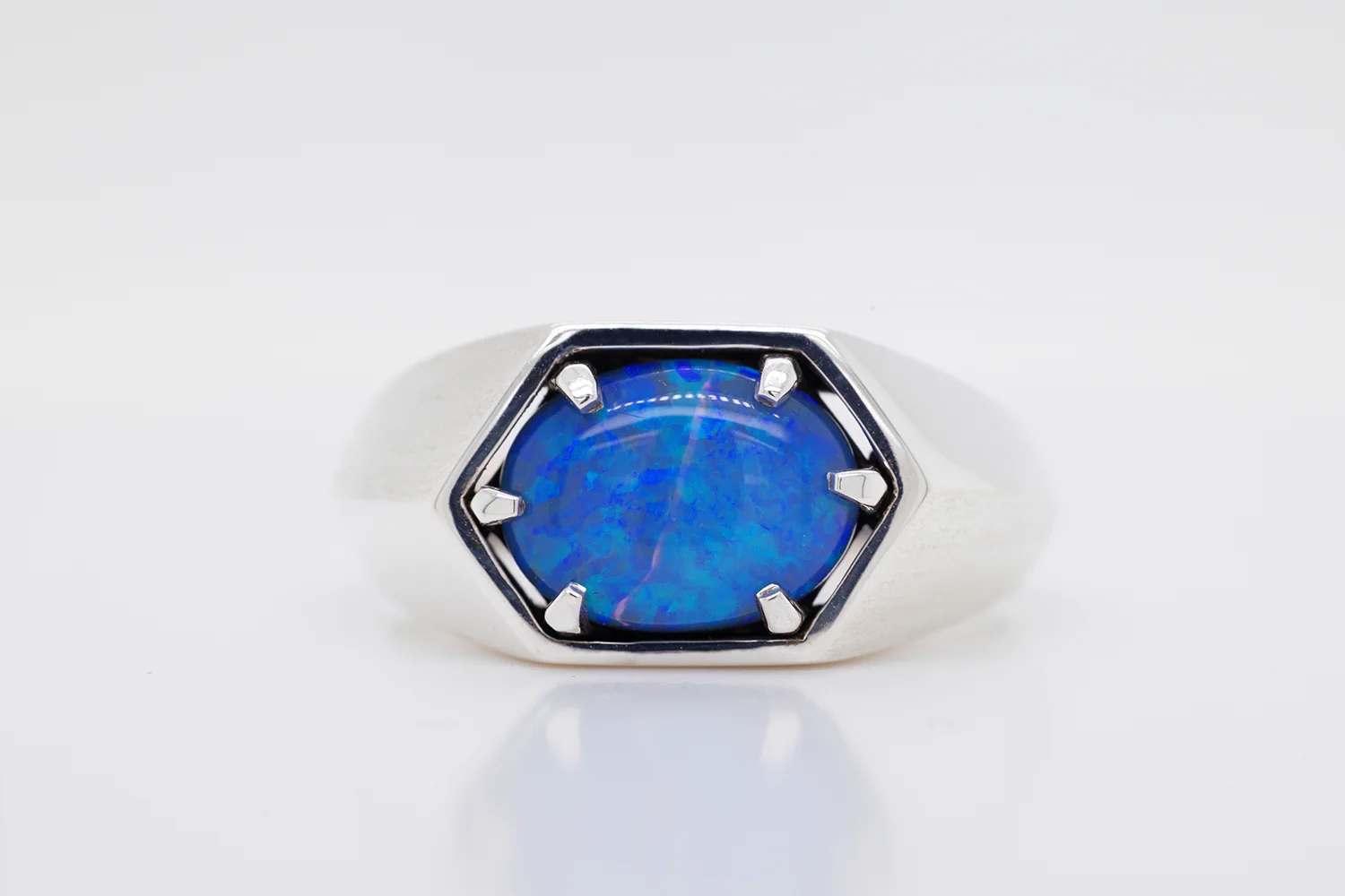 Saxon Ring Sterling Silver with 2.96ct Dark Opal