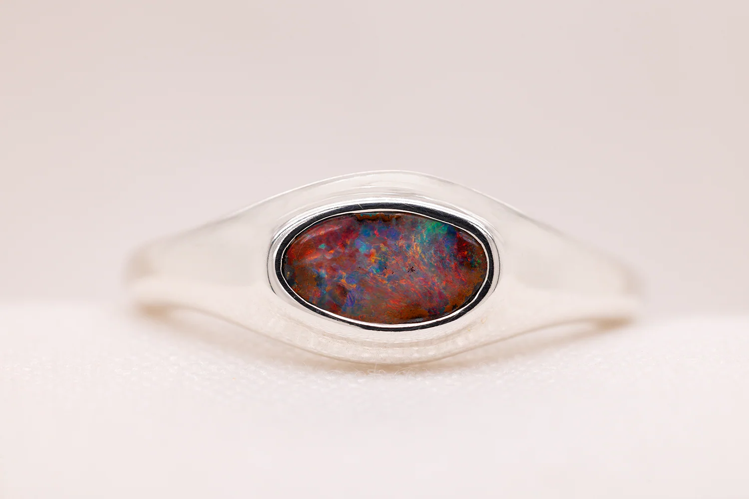 Stephanie Ring Sterling Silver with 0.60 ct Boulder Opal