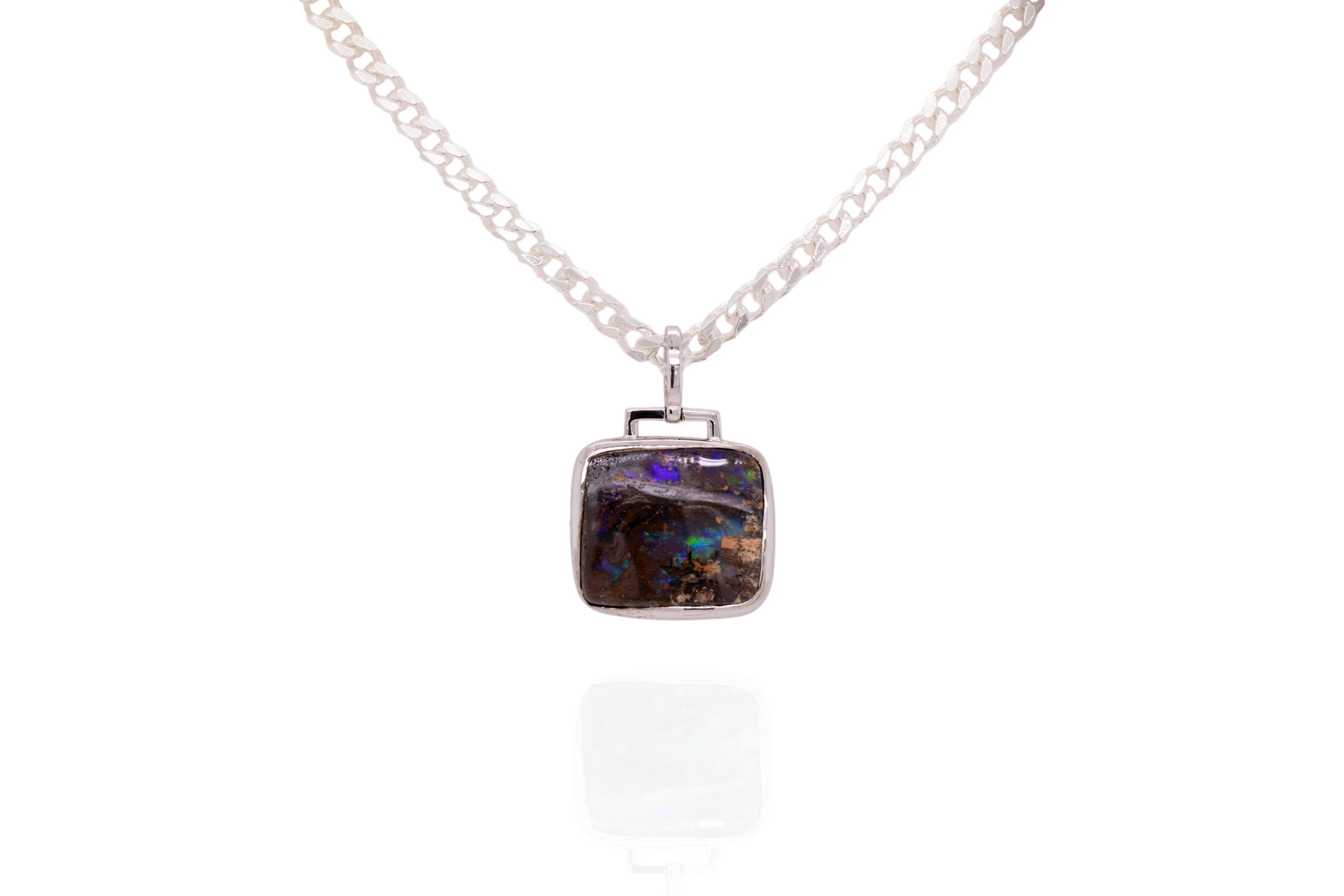 Sterling Silver 6.80 ct Boulder Opal Pendant