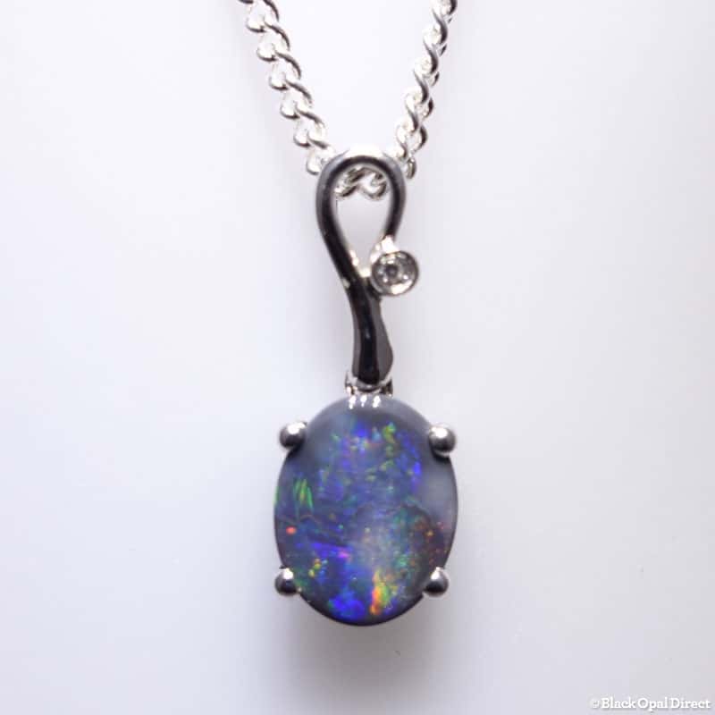 Sterling silver solid black opal pendant