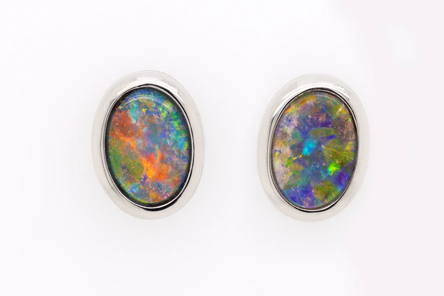 Stud Earrings Sterling Silver with 0.57ct Boulder Opals