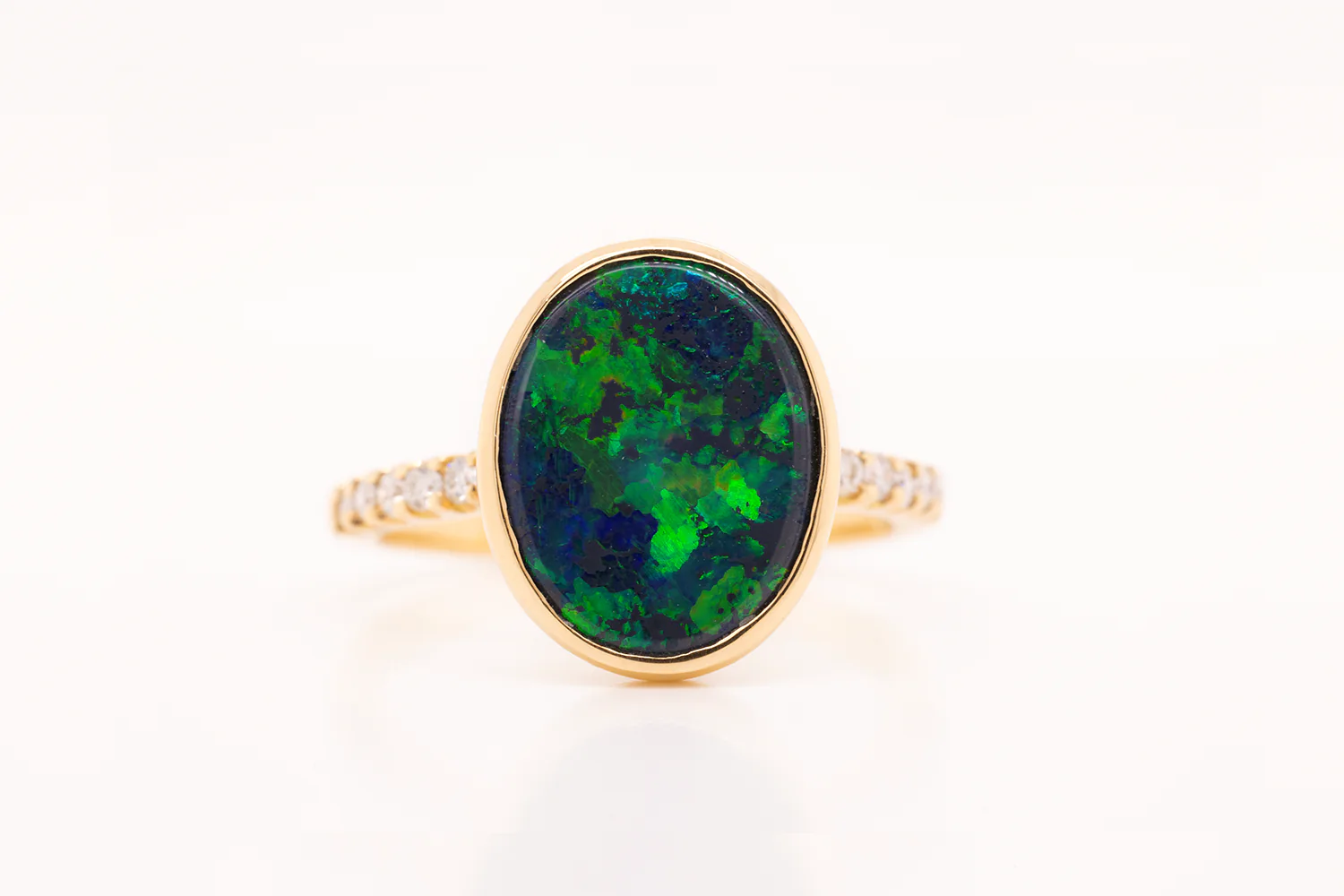 Tatiana Diamond Ring Yellow Gold with 2.86ct Black Opal