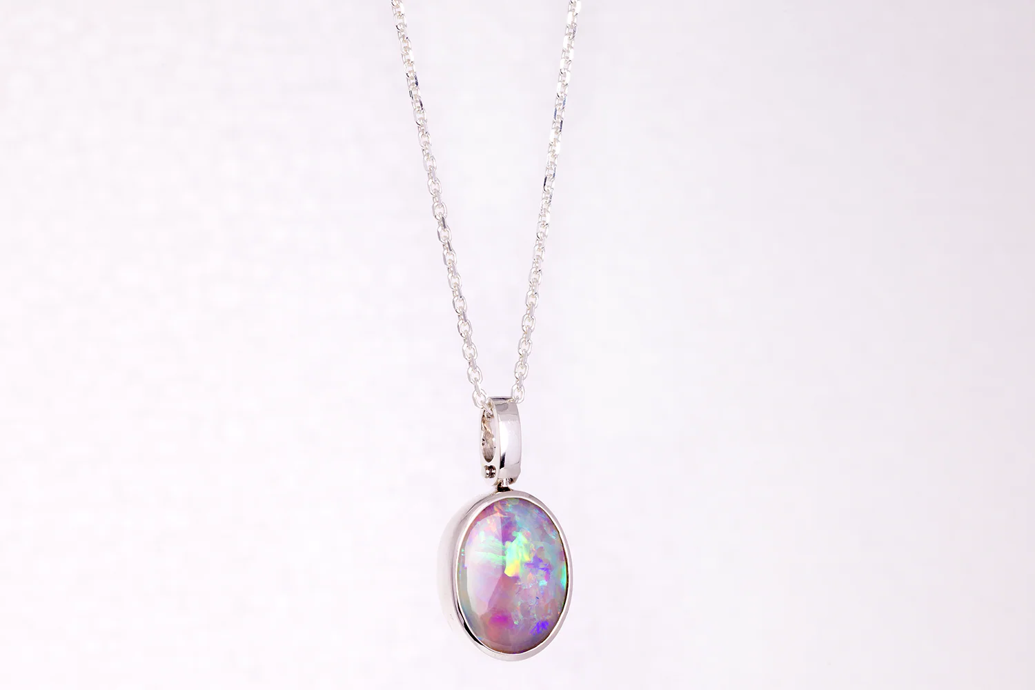 Tatiana Pendant Sterling Silver with 2.61 ct White Opal